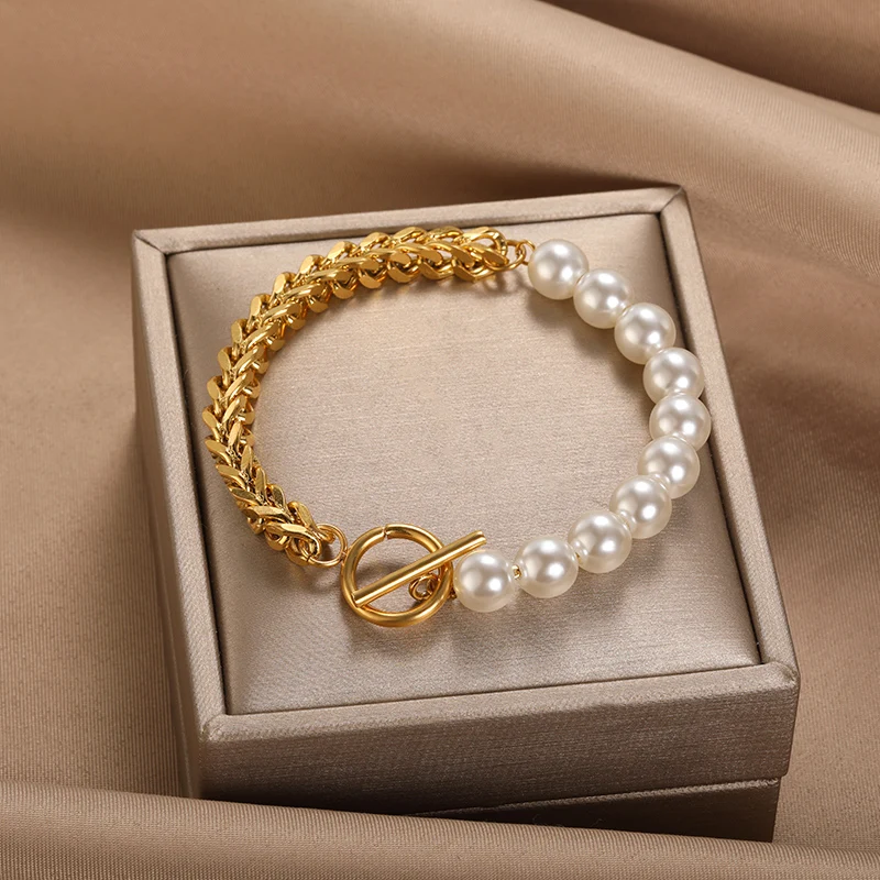 Elegant Gold and Pearl Bracelet-Westeryn