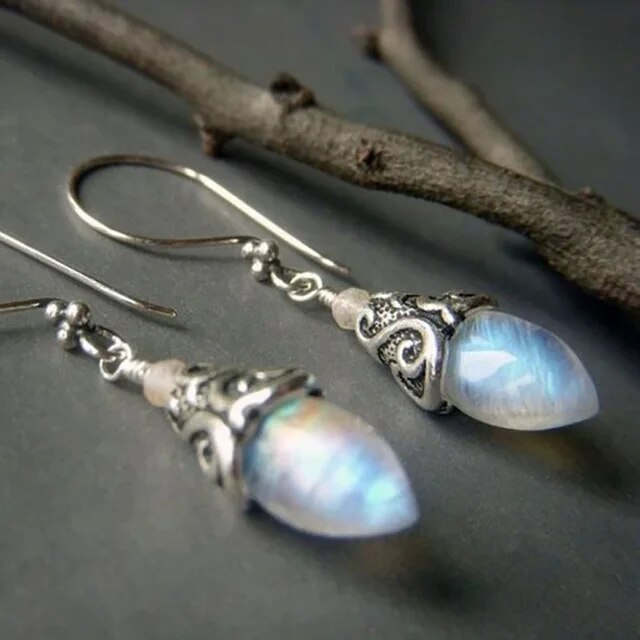 Evelin Moon Stone Earrings-Westeryn