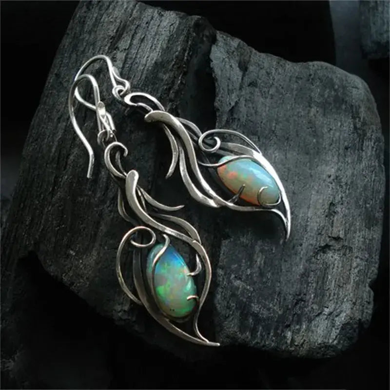 Vintage earrings made of blue opal in sterling silver-Westeryn