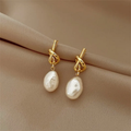 Elegant Baroque Pearl Earrings in Gold-Westeryn