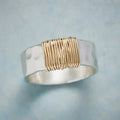 Antique Golden Threads Silver Ring | White Gold-Westeryn