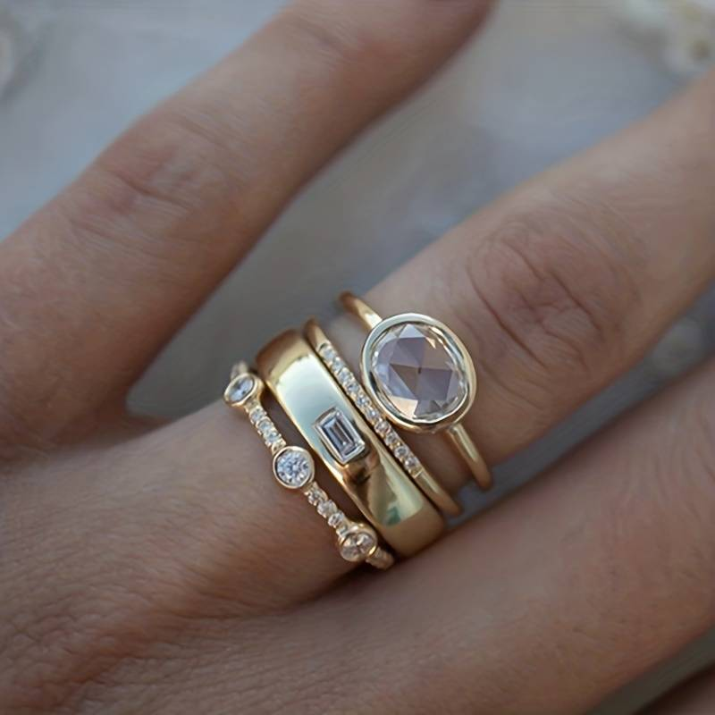Lily - Gold & Zirconia Ring Set-Westeryn