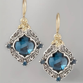Vintage Blue Crystal Gold & Silver Earrings-Westeryn