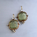 Vintage Green & Pearl Earrings-Westeryn