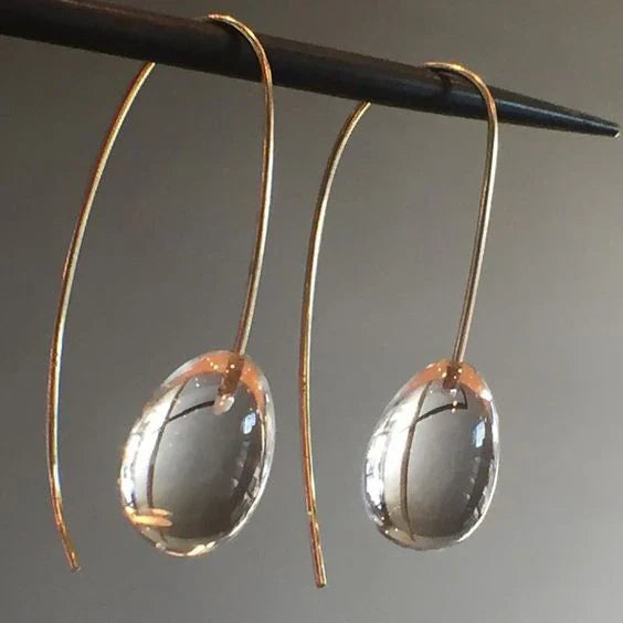 Antique Grey Crystal Drop Earrings | Gold-Westeryn