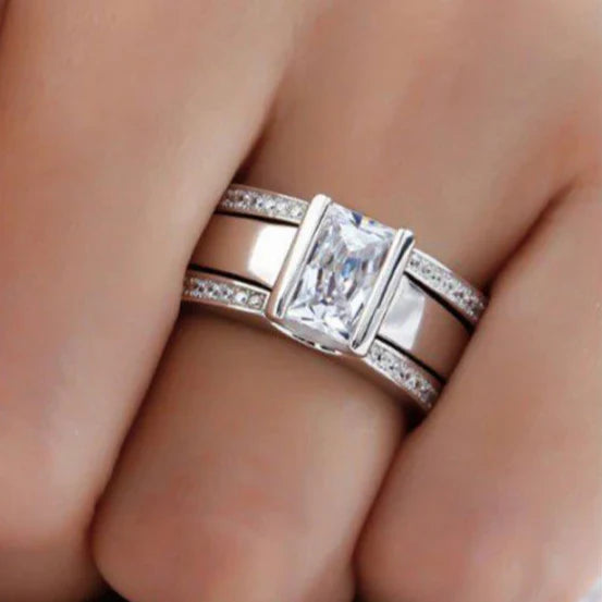 Antique Inlaid Glass Ring | White Gold-Westeryn