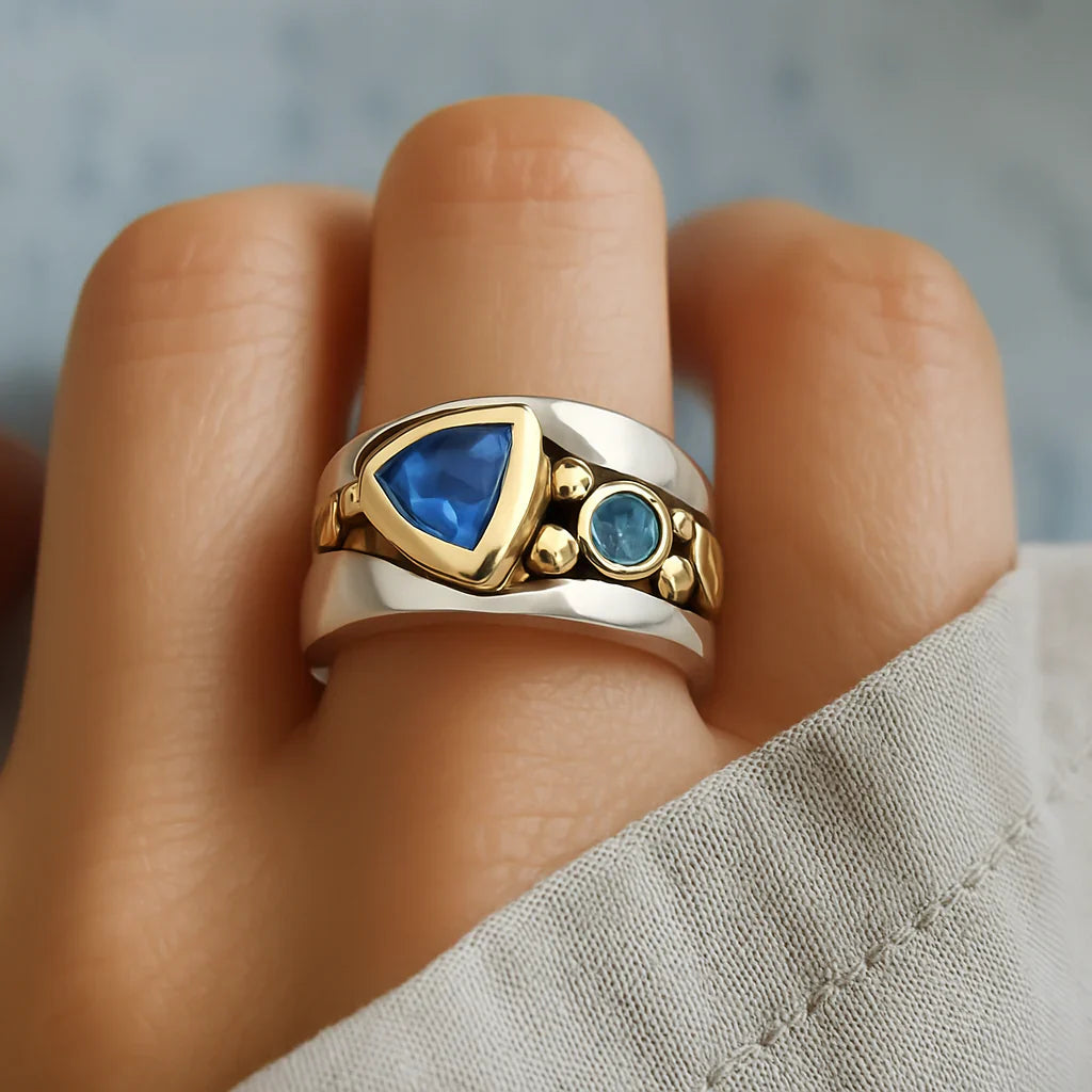 Vintage Blue Zirconia Boho Ring-Westeryn