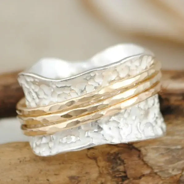 Vintage Spinner Thin Gold & Silver Ring-Westeryn