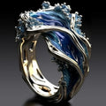 Antique Golden Ocean Wavy Ring | White Gold-Westeryn
