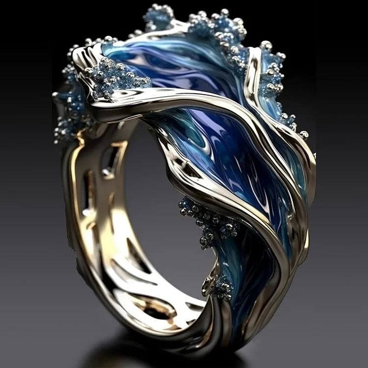 Retro Golden Wave Ocean Ring-Westeryn