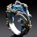 Vintage Ocean Wavy Crystal Ring-Westeryn