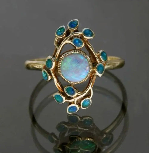 Blue Ring Vintage Crystals and Opal-Westeryn