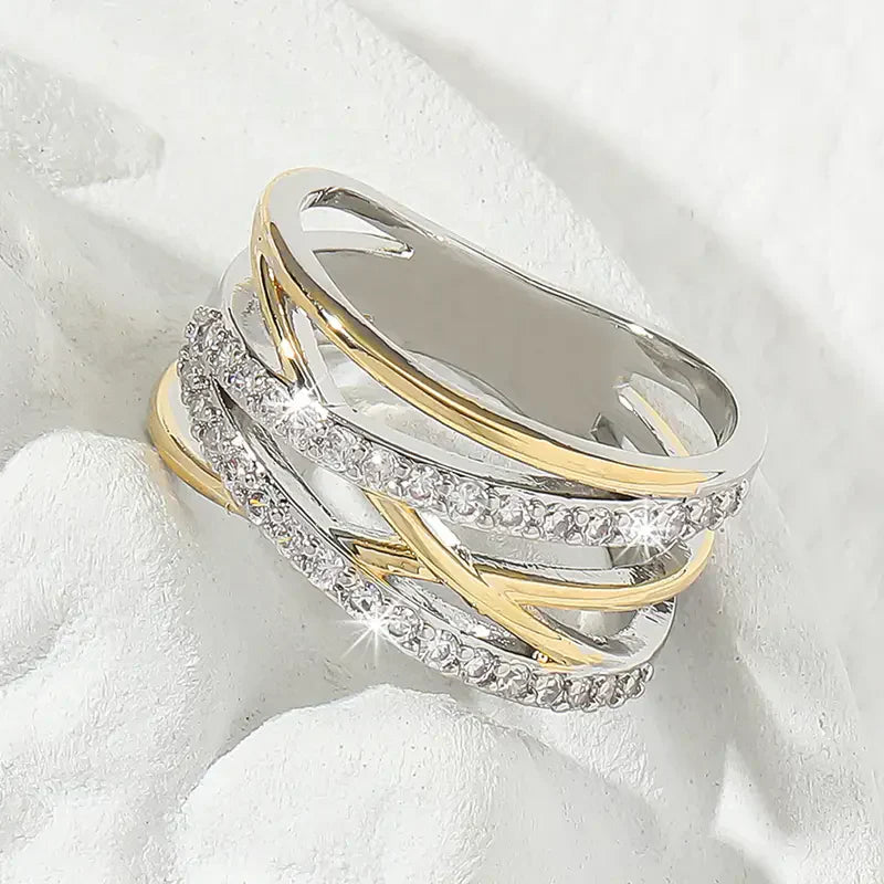 SilverGold Radiance Zirconia Ring | Mixed Gold-Westeryn