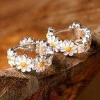 Elegant Daisy Hoop Earrings | White Gold-Westeryn
