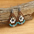 Vintage Floral Leather Earrings | White Gold-Westeryn