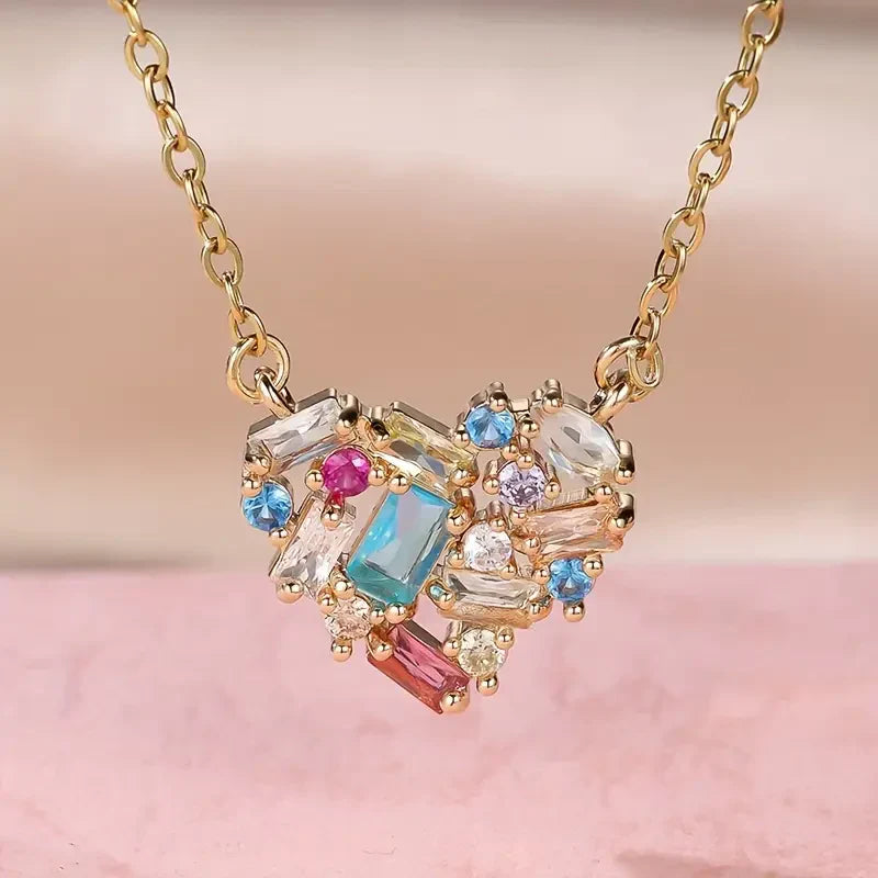 Colorful Gleam Heart Necklace | Gold-Westeryn