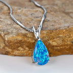 Azure Opal Teardrop Necklace | White Gold-Westeryn