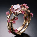 Elegant Crystal Pink Flower Ring | Gold-Westeryn