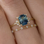 Crystal Blue Shine Ring Set | Gold-Westeryn