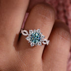Crystal Turquoise Flower Ring | White Gold-Westeryn