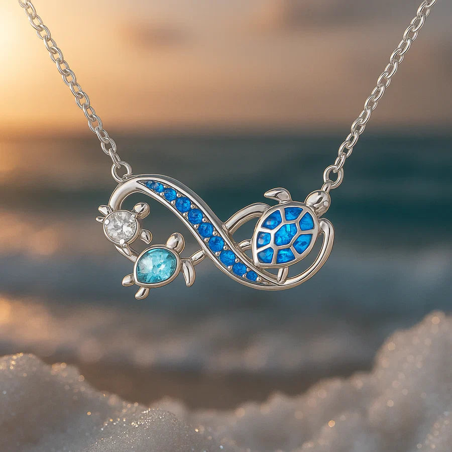 Twin Silver Turtle Necklace | White Gold-Westeryn