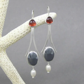 Vintage Pearl Earrings with Red Crystal-Westeryn