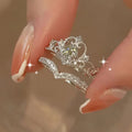 Shiny Crown Silver Ring Set | White Gold-Westeryn