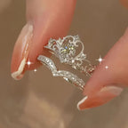 Shiny Crown Silver Ring Set | White Gold-Westeryn