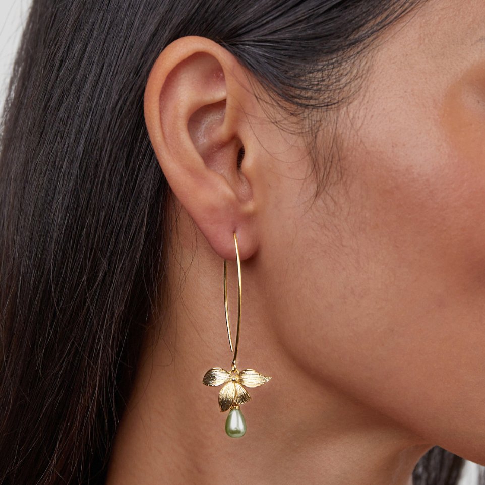 Jade Pearl & Petal Drop Earrings-Westeryn