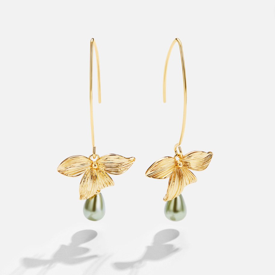 Jade Pearl & Petal Drop Earrings-Westeryn