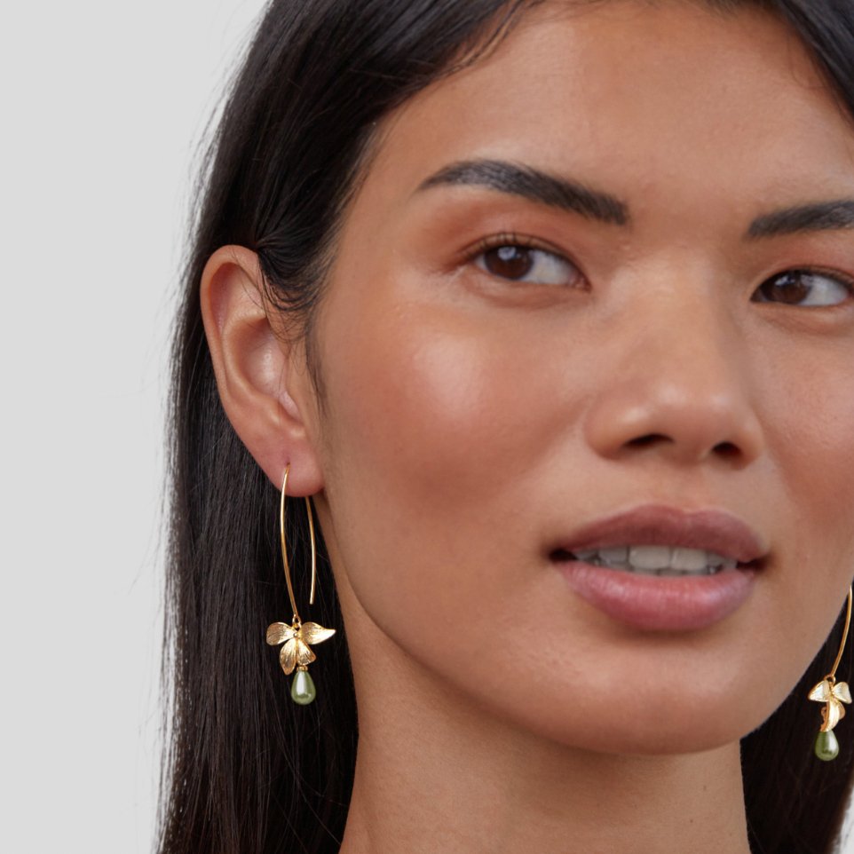 Jade Pearl & Petal Drop Earrings-Westeryn