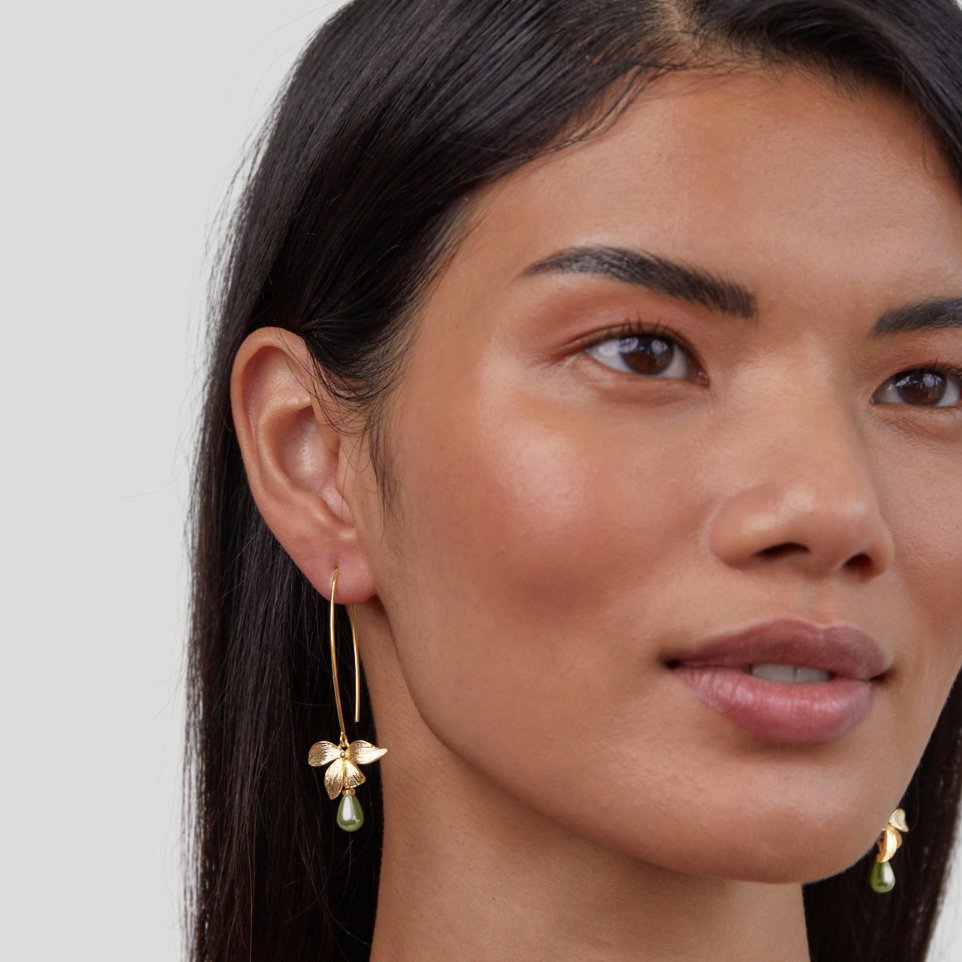 Jade Pearl & Petal Drop Earrings-Westeryn