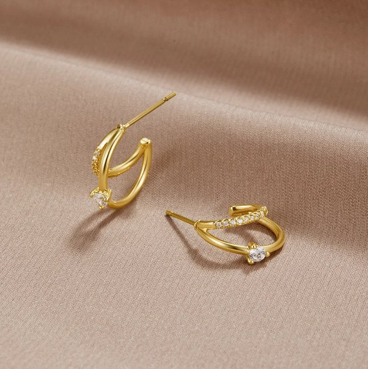 Artie Crystal Gold Earrings-Westeryn