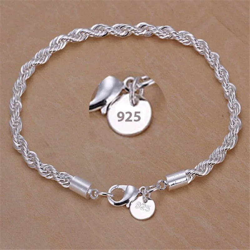 Braided Cord Bracelet in Silver