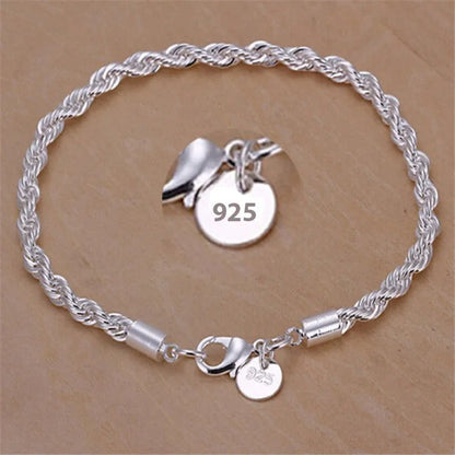 Braided Cord Bracelet in Silver