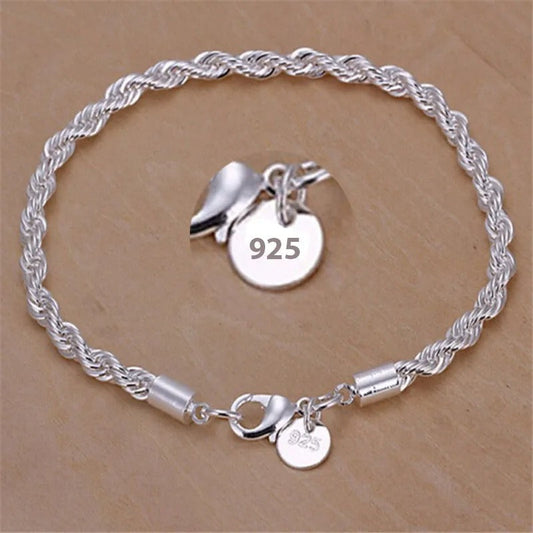 Braided Cord Bracelet in Silver