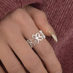 Adjustable Vintage Silver Ring with Flower-Westeryn