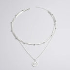 Three-Layered Round Silver Necklace-Westeryn