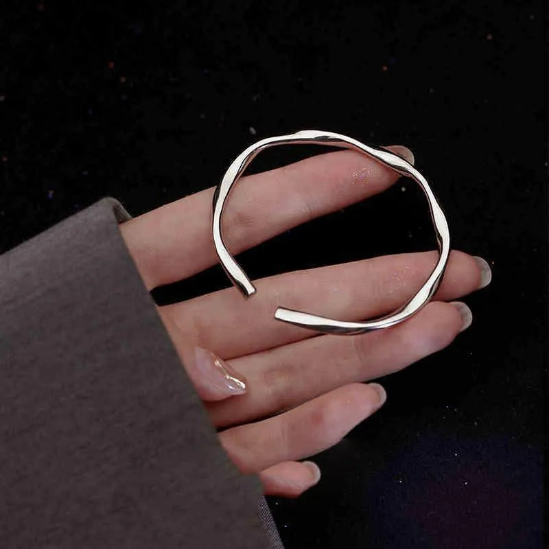 Thick Adjustable Irregular Silver Bracelet-Westeryn