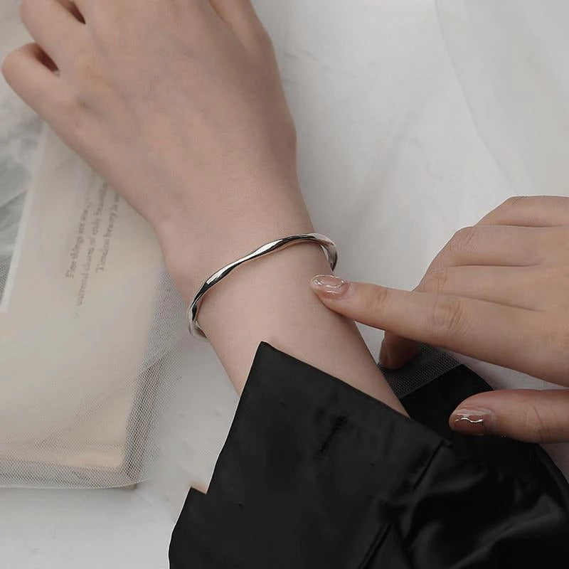Thick Adjustable Irregular Silver Bracelet-Westeryn