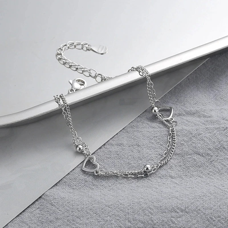 Thin Heart-Shaped Silver Bracelet-Westeryn