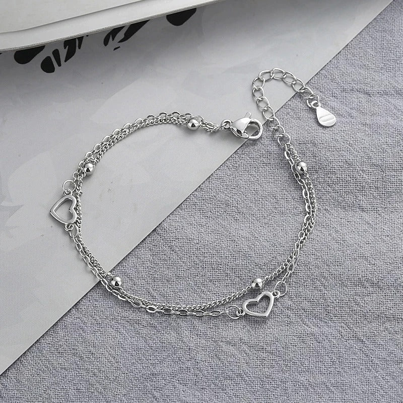 Thin Heart-Shaped Silver Bracelet-Westeryn