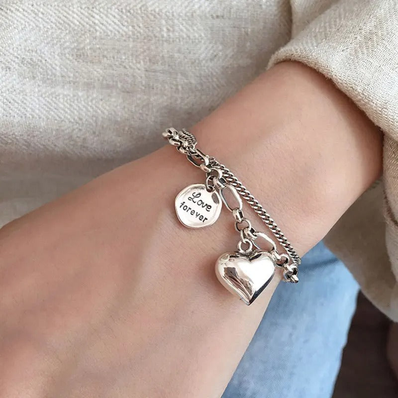 Silver Bracelet Love Forever + 2 Free Charms