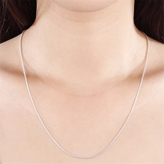 Simple Snake Chain Necklace in Silver