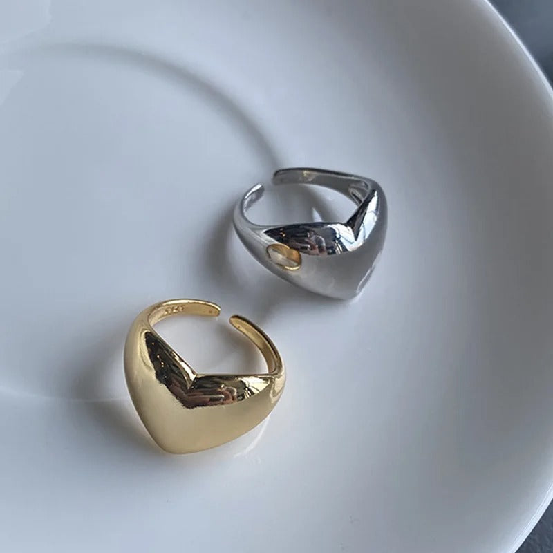 Adjustable Heart Ring in Silver