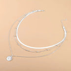 Three-Layered Round Silver Necklace-Westeryn