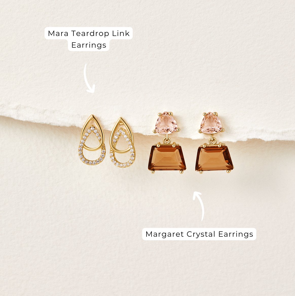 Lin Droplet-Shaped Link Earrings-Westeryn