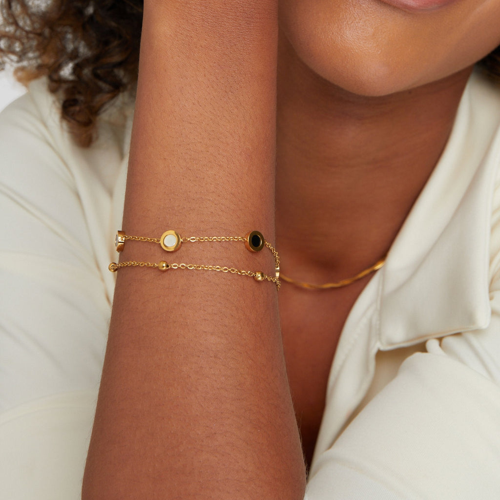 Onyx & White Stone Bracelet-Westeryn