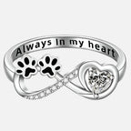 ARINA – Charm Paw Ring with Heart and Infinity Design, adorned with Sparkling Zirconia for Special Accents-Westeryn