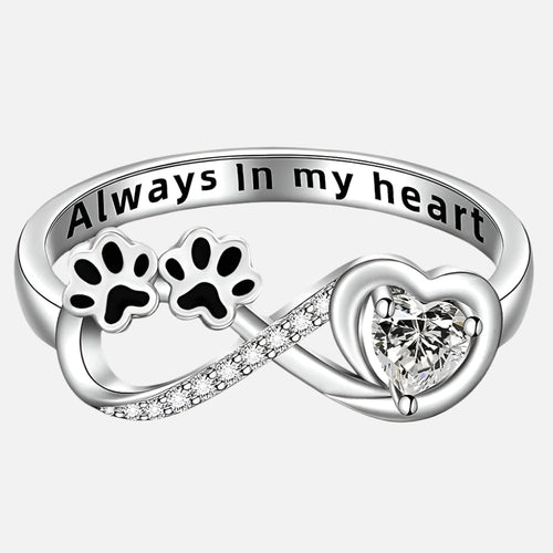 ARINA – Charm Paw Ring with Heart and Infinity Design, adorned with Sparkling Zirconia for Special Accents-Westeryn